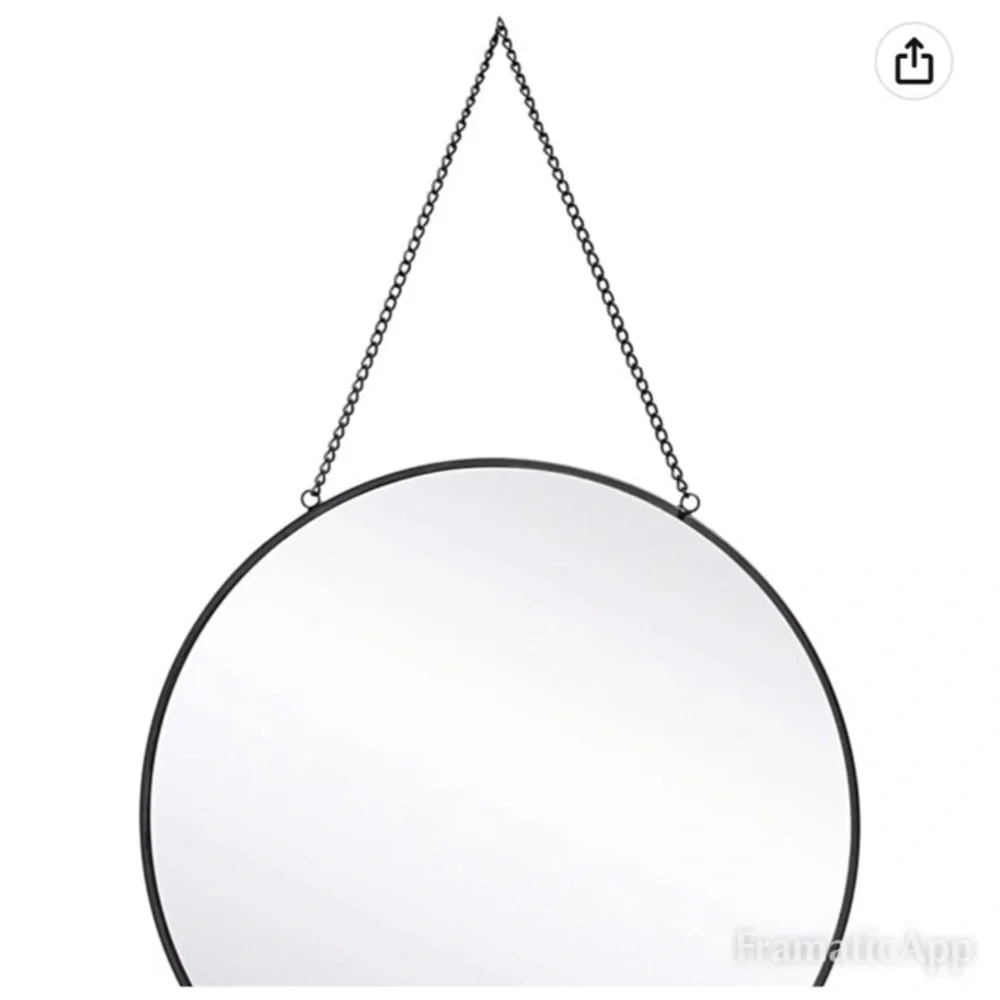 Black Chain Hanging Circle Mirror